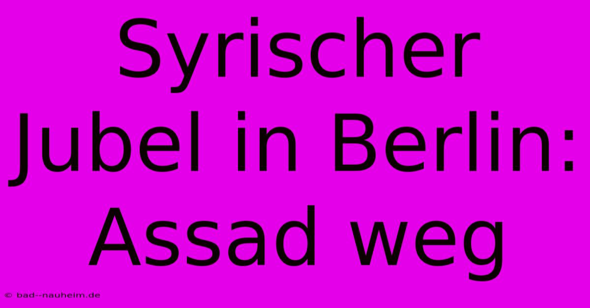 Syrischer Jubel In Berlin: Assad Weg