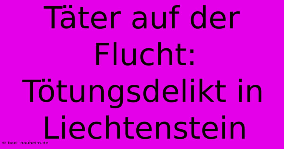 Täter Auf Der Flucht: Tötungsdelikt In Liechtenstein