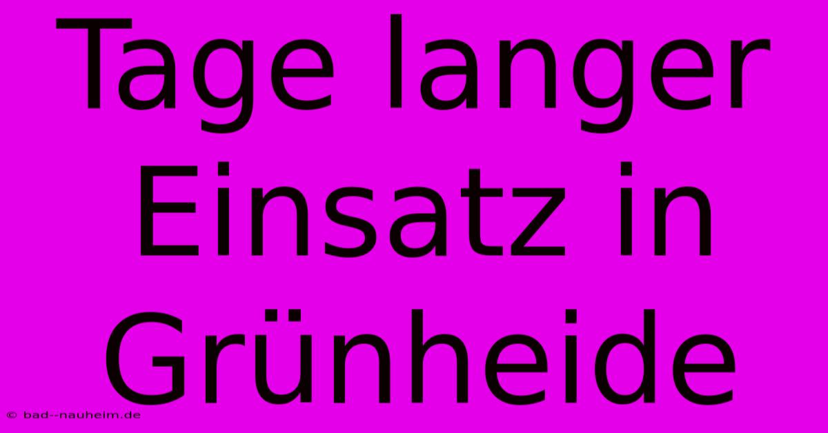 Tage Langer Einsatz In Grünheide