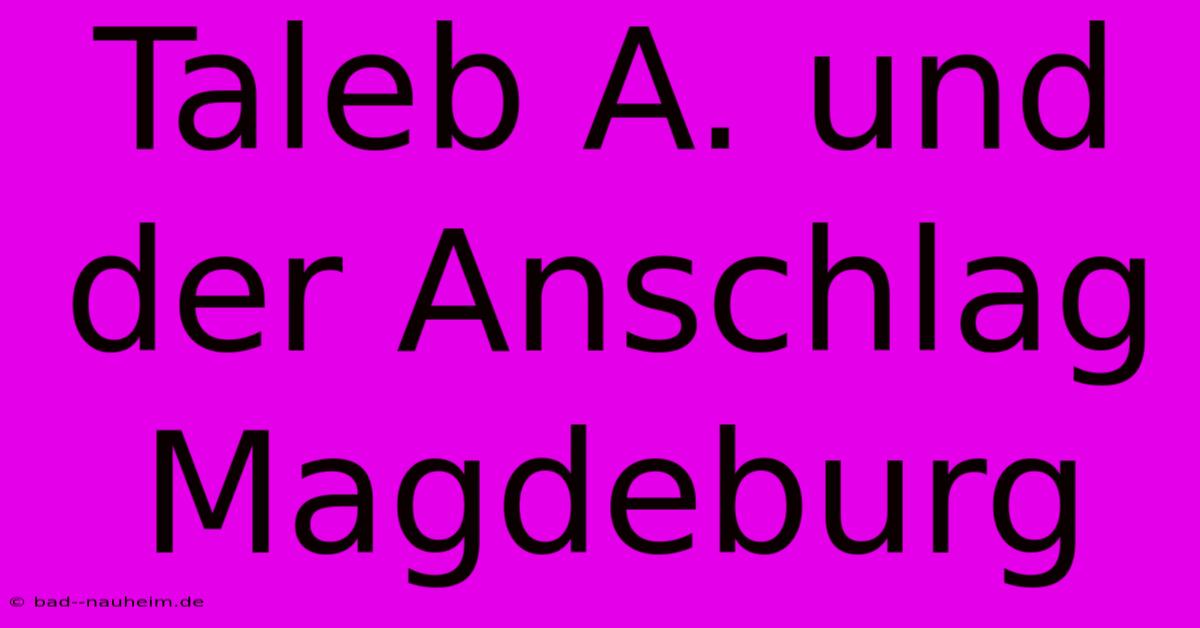 Taleb A. Und Der Anschlag Magdeburg