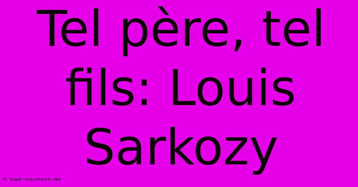 Tel Père, Tel Fils: Louis Sarkozy