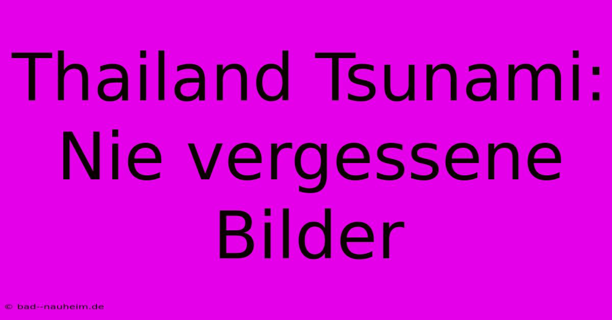 Thailand Tsunami: Nie Vergessene Bilder