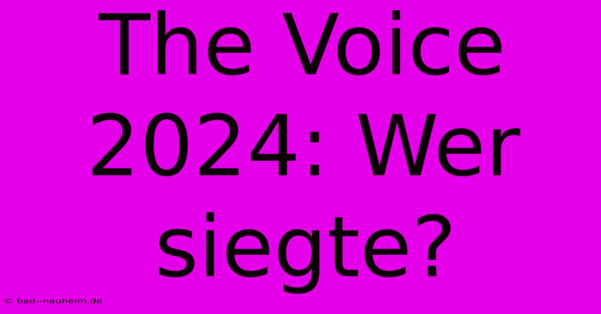 The Voice 2024: Wer Siegte?