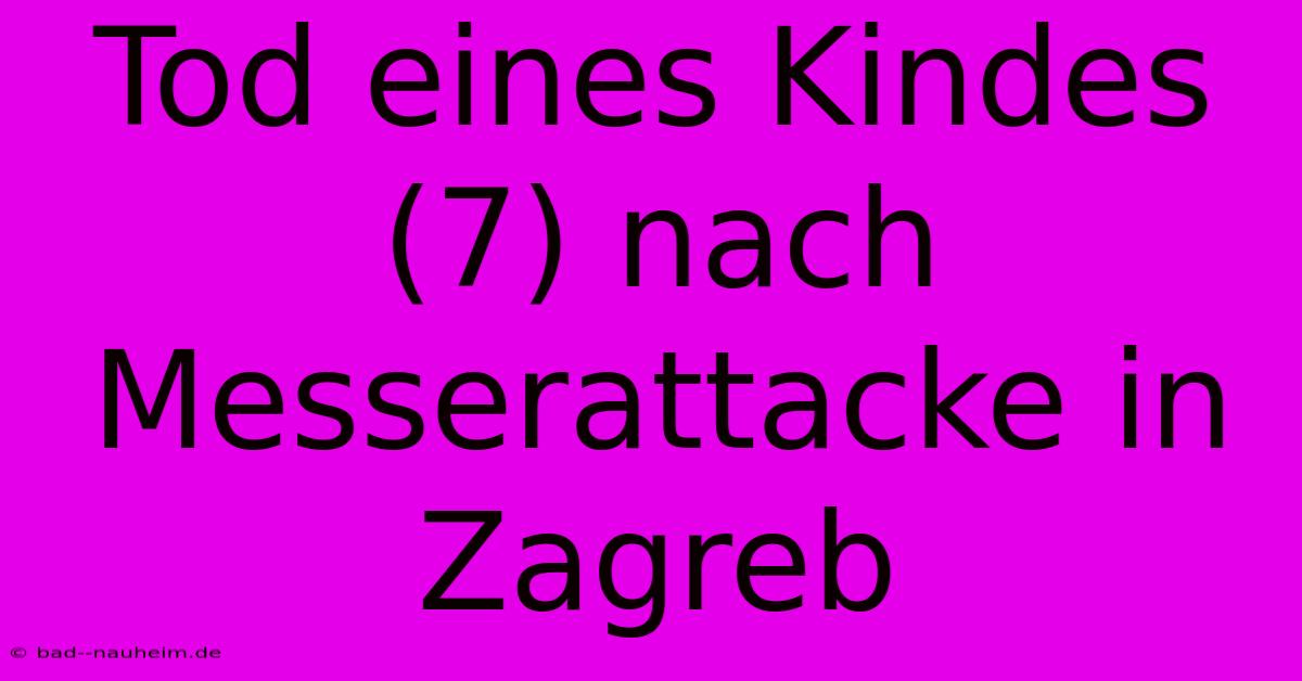 Tod Eines Kindes (7) Nach Messerattacke In Zagreb