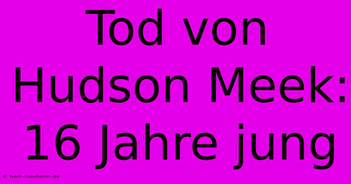 Tod Von Hudson Meek: 16 Jahre Jung