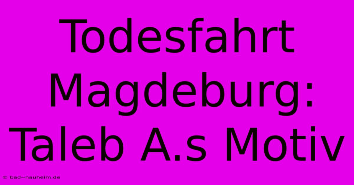 Todesfahrt Magdeburg:  Taleb A.s Motiv