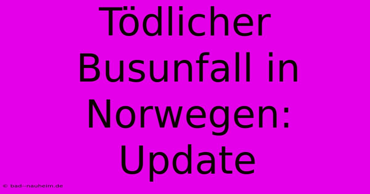 Tödlicher Busunfall In Norwegen: Update