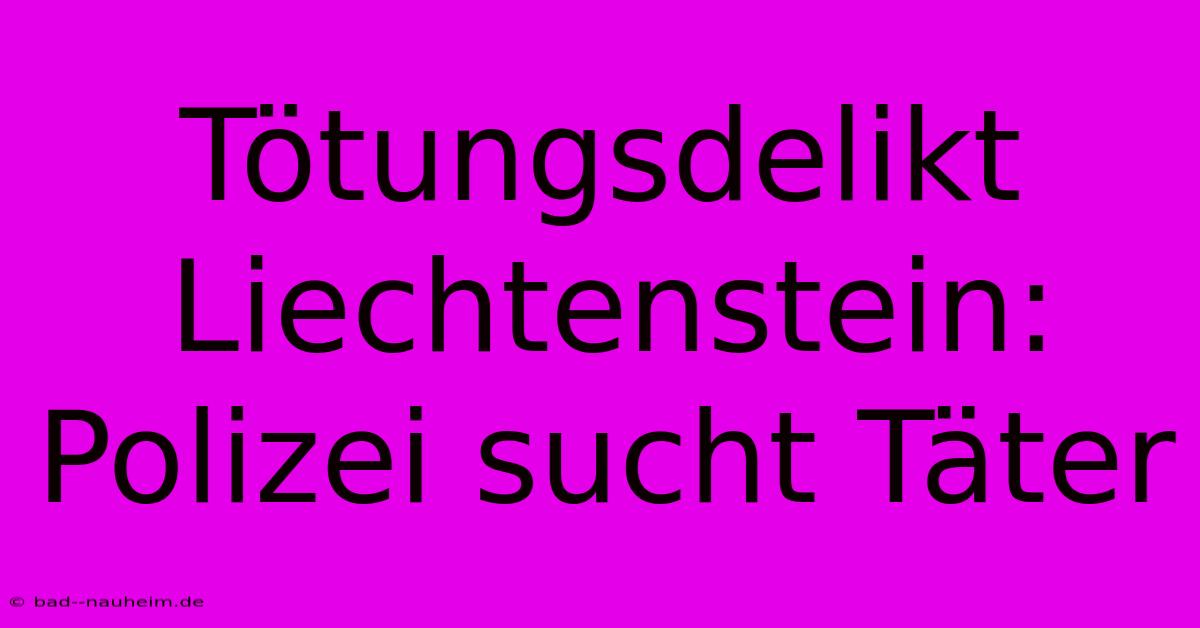 Tötungsdelikt Liechtenstein: Polizei Sucht Täter