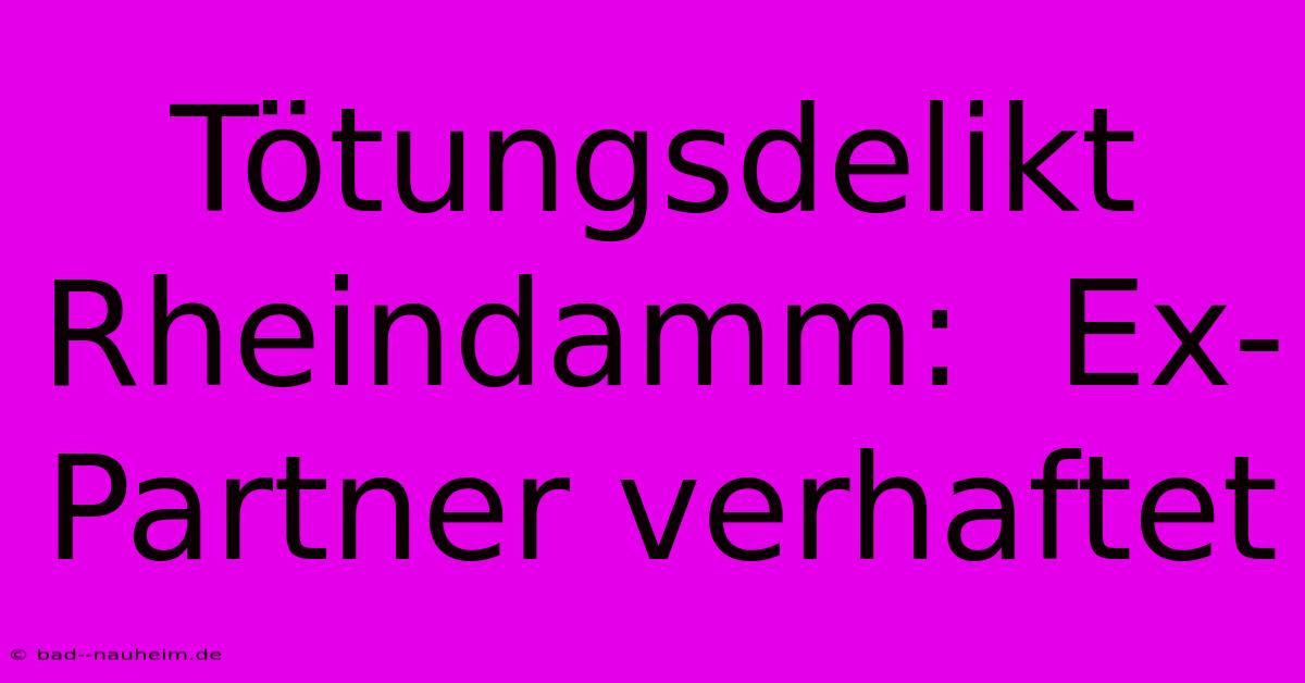 Tötungsdelikt Rheindamm:  Ex-Partner Verhaftet