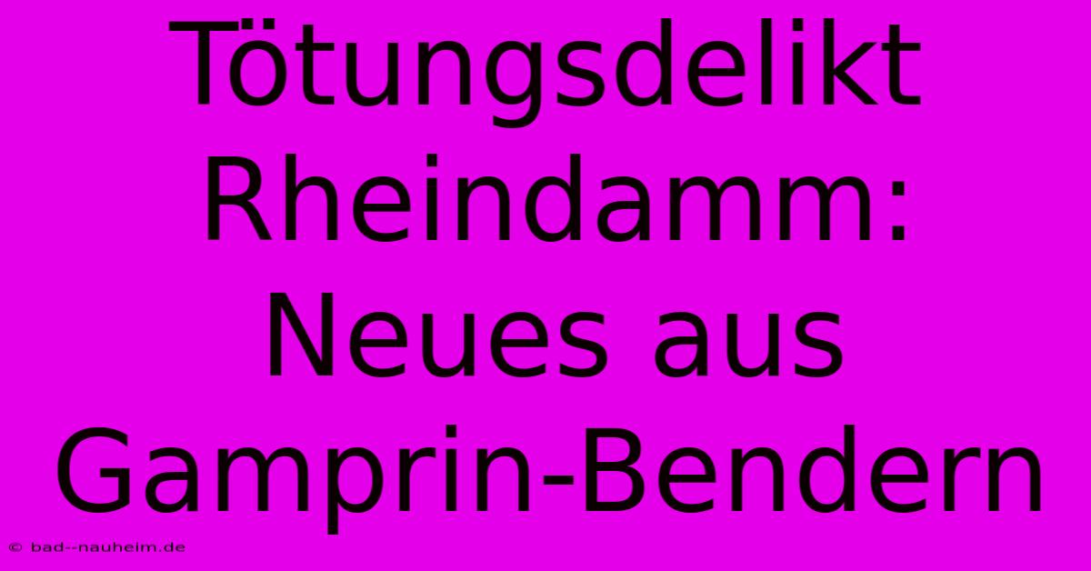 Tötungsdelikt Rheindamm: Neues Aus Gamprin-Bendern