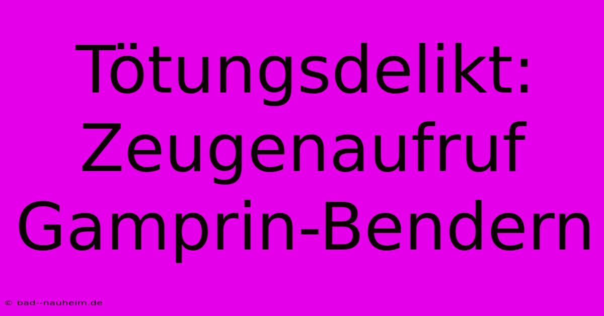 Tötungsdelikt: Zeugenaufruf Gamprin-Bendern