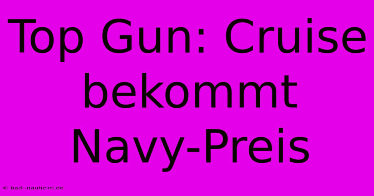 Top Gun: Cruise Bekommt Navy-Preis