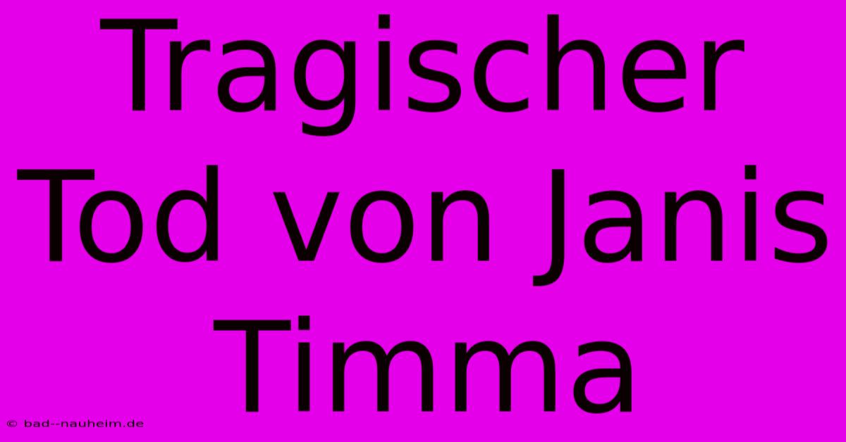 Tragischer Tod Von Janis Timma