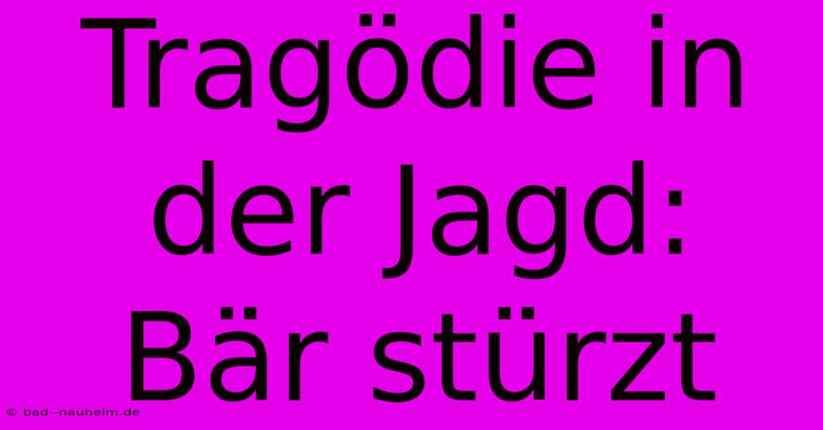 Tragödie In Der Jagd: Bär Stürzt