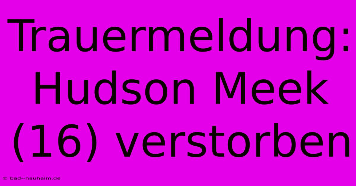 Trauermeldung: Hudson Meek (16) Verstorben