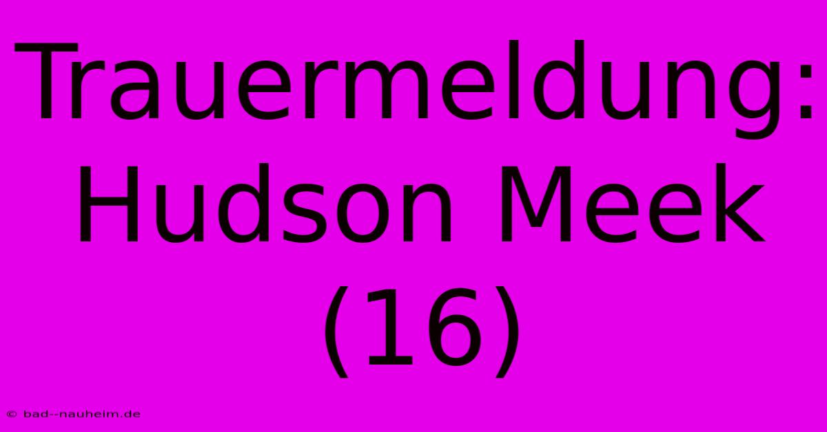 Trauermeldung: Hudson Meek (16)