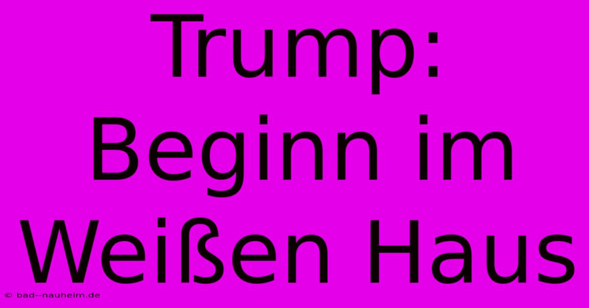 Trump:  Beginn Im Weißen Haus