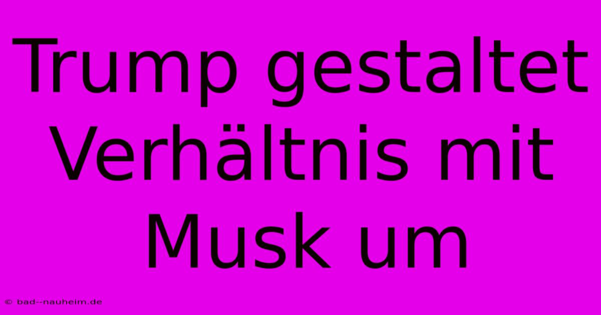 Trump Gestaltet Verhältnis Mit Musk Um