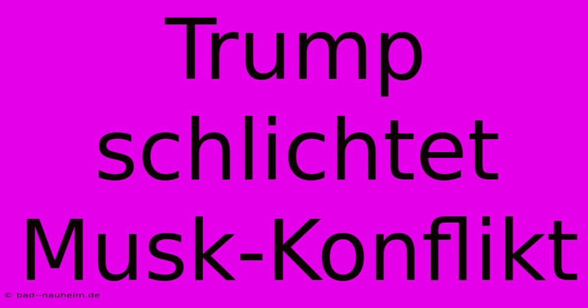 Trump Schlichtet Musk-Konflikt