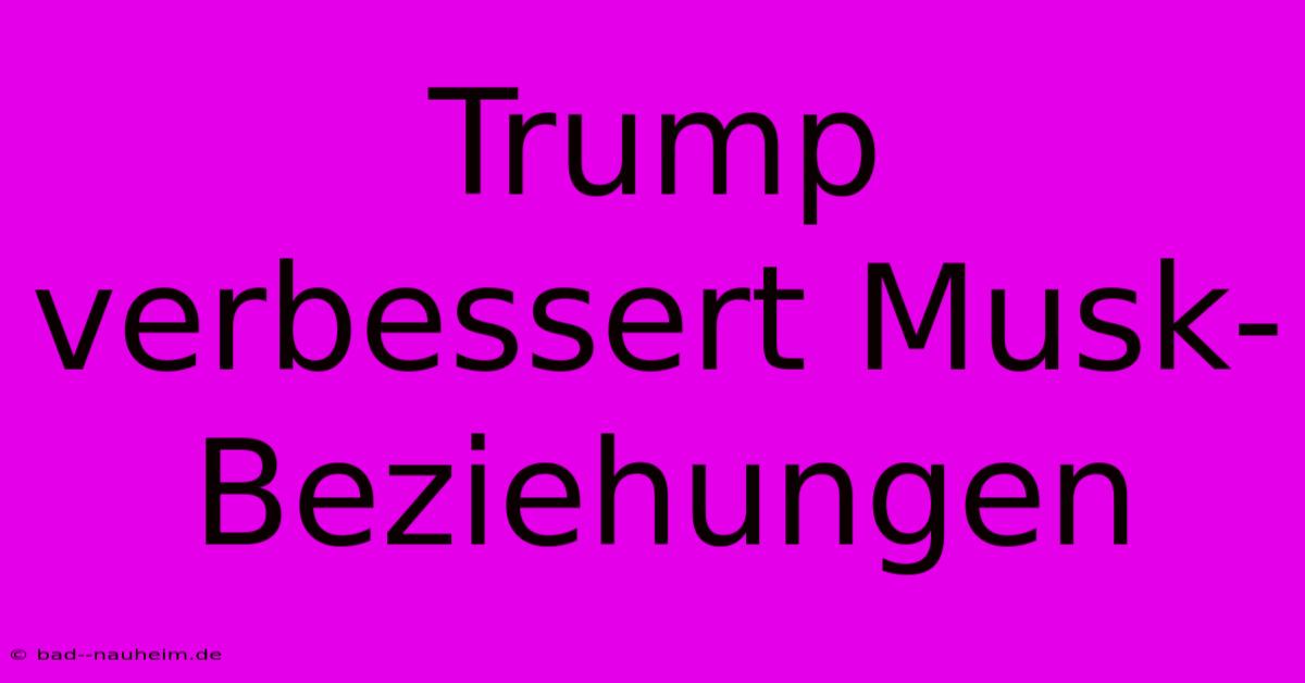 Trump Verbessert Musk-Beziehungen