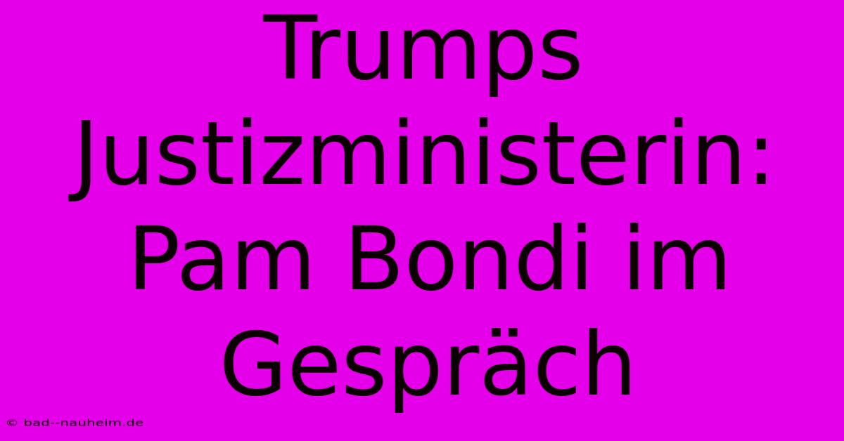 Trumps Justizministerin: Pam Bondi Im Gespräch