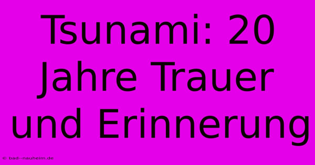 Tsunami: 20 Jahre Trauer Und Erinnerung