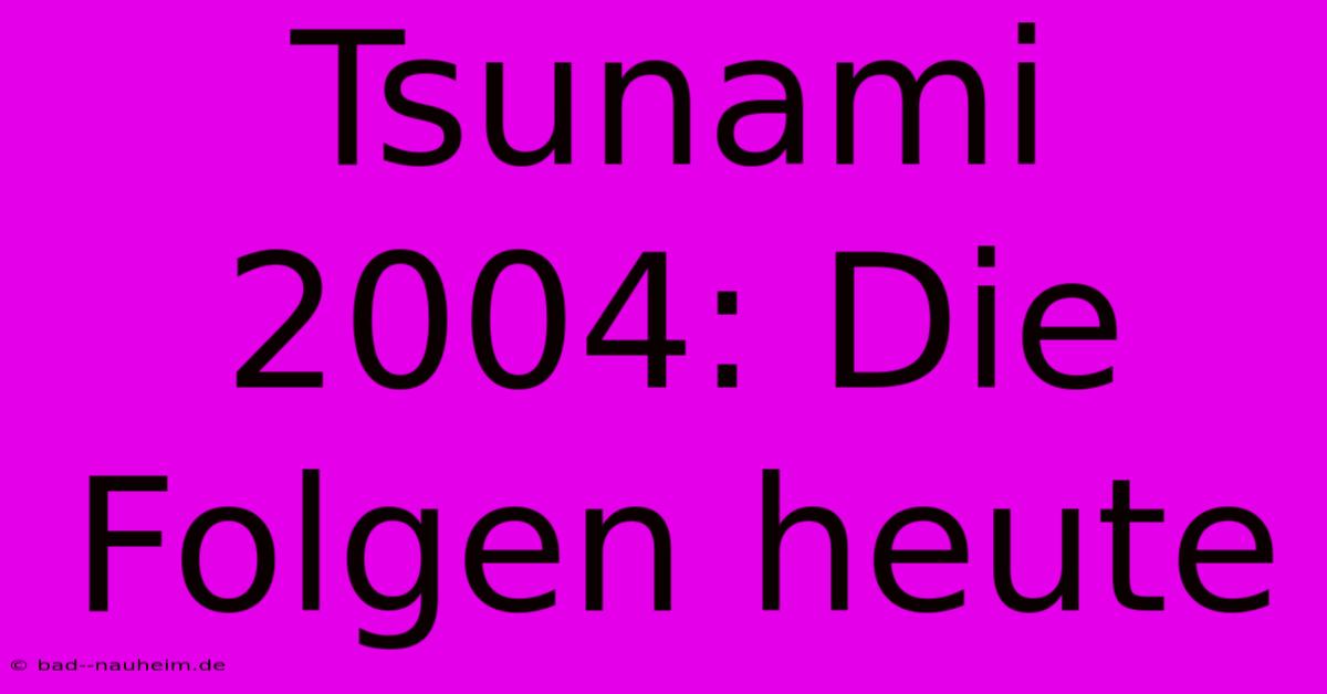 Tsunami 2004: Die Folgen Heute