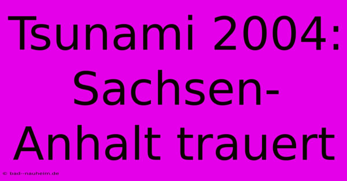 Tsunami 2004: Sachsen-Anhalt Trauert