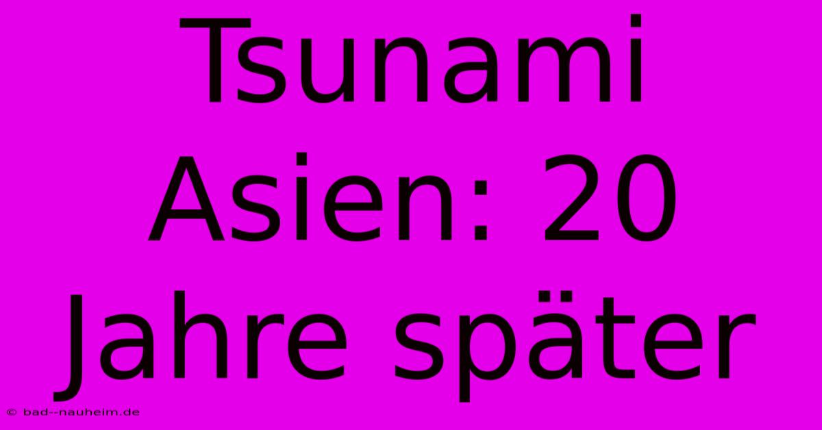 Tsunami Asien: 20 Jahre Später