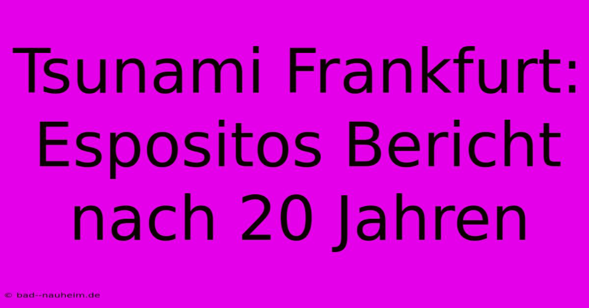 Tsunami Frankfurt: Espositos Bericht Nach 20 Jahren