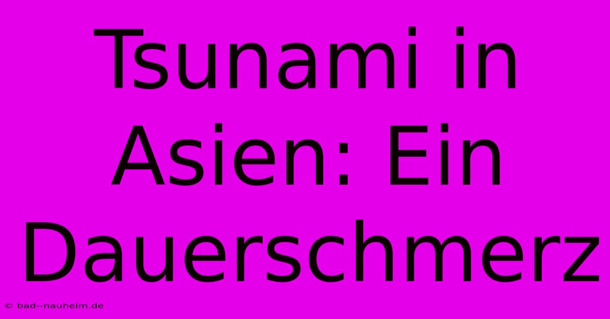 Tsunami In Asien: Ein Dauerschmerz