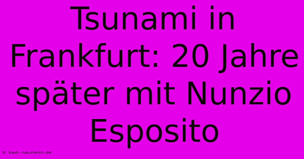 Tsunami In Frankfurt: 20 Jahre Später Mit Nunzio Esposito