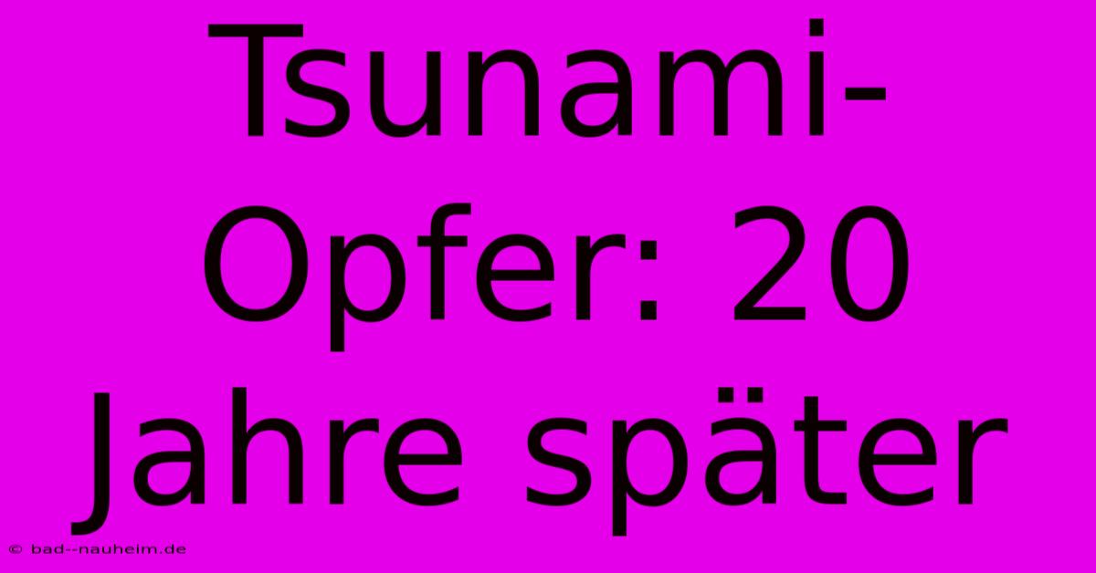 Tsunami-Opfer: 20 Jahre Später