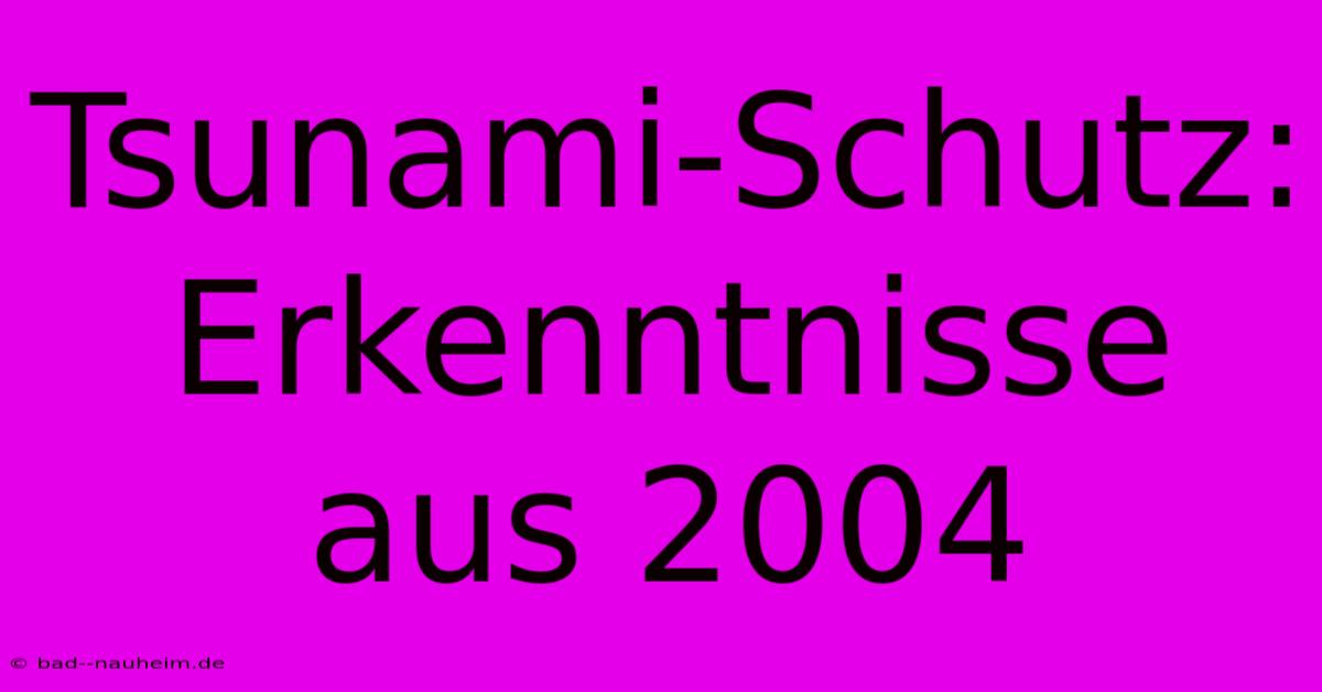 Tsunami-Schutz: Erkenntnisse Aus 2004