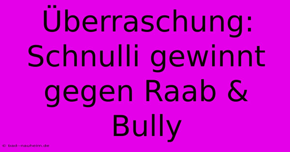 Überraschung: Schnulli Gewinnt Gegen Raab & Bully