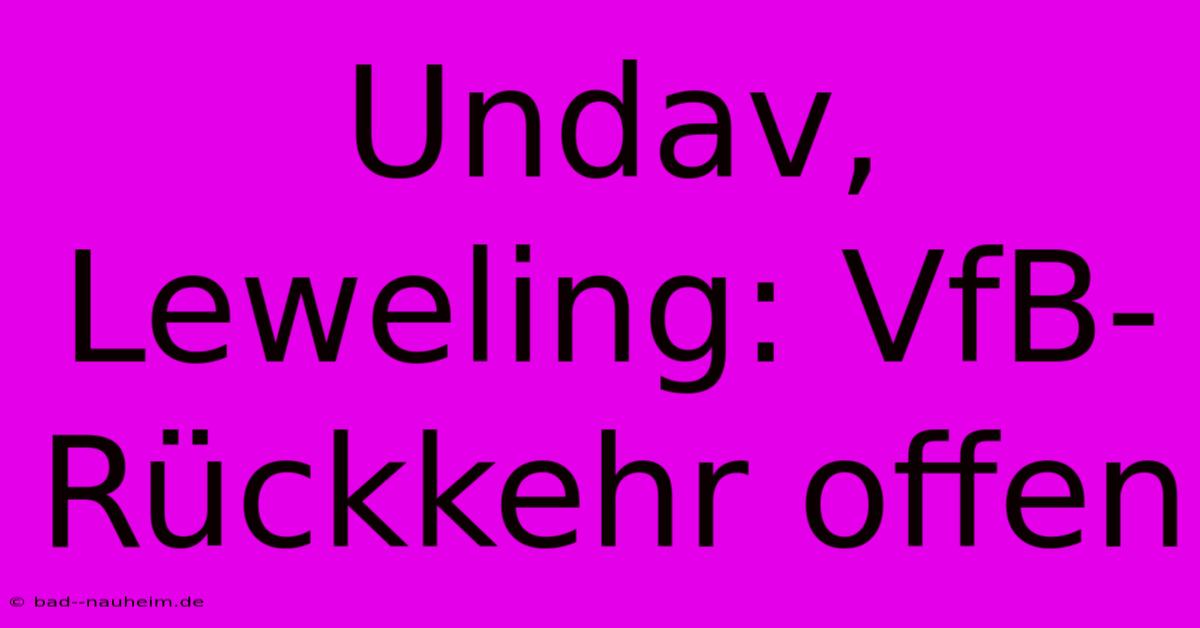 Undav, Leweling: VfB-Rückkehr Offen