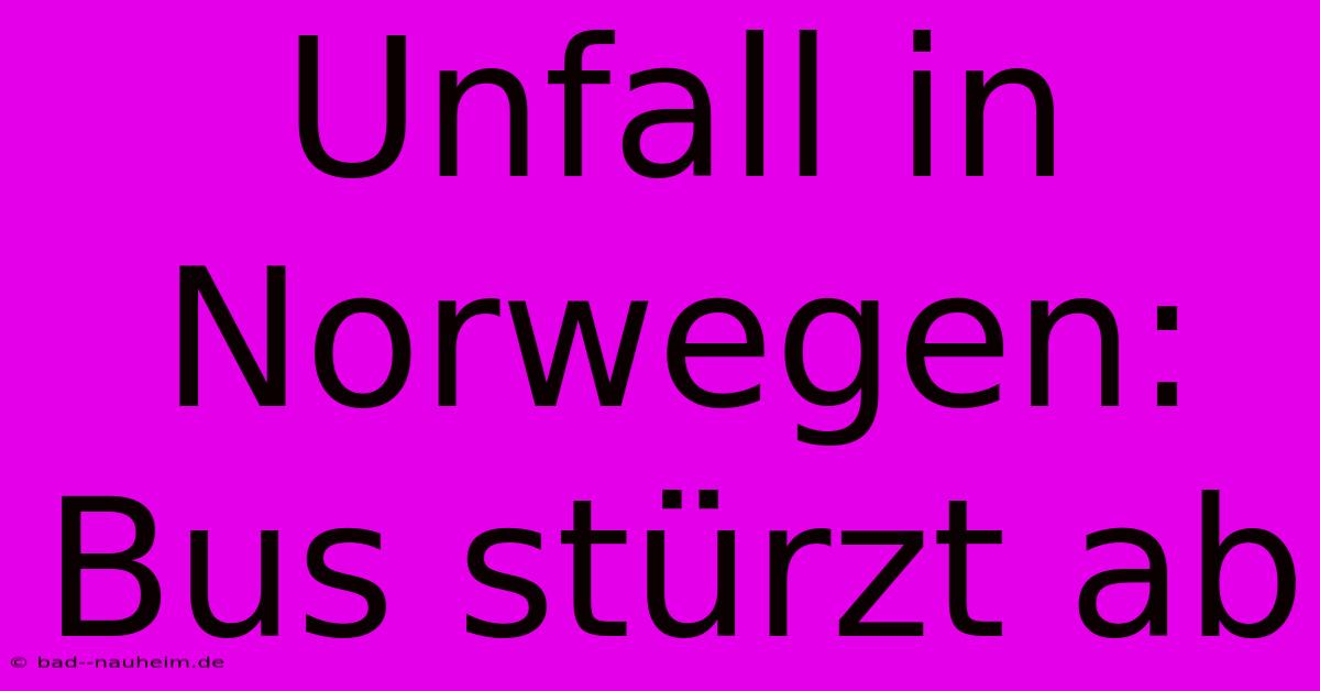 Unfall In Norwegen: Bus Stürzt Ab