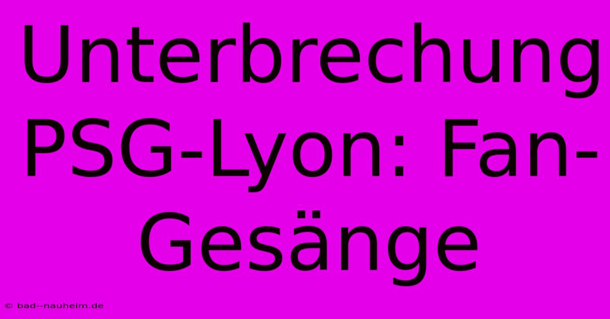 Unterbrechung PSG-Lyon: Fan-Gesänge