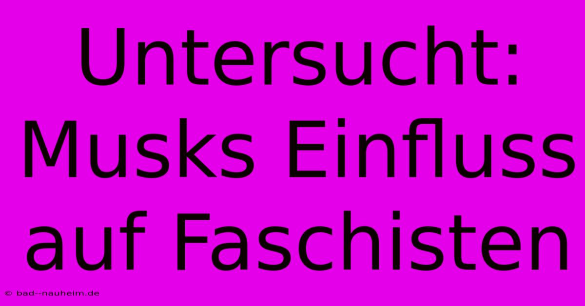 Untersucht: Musks Einfluss Auf Faschisten