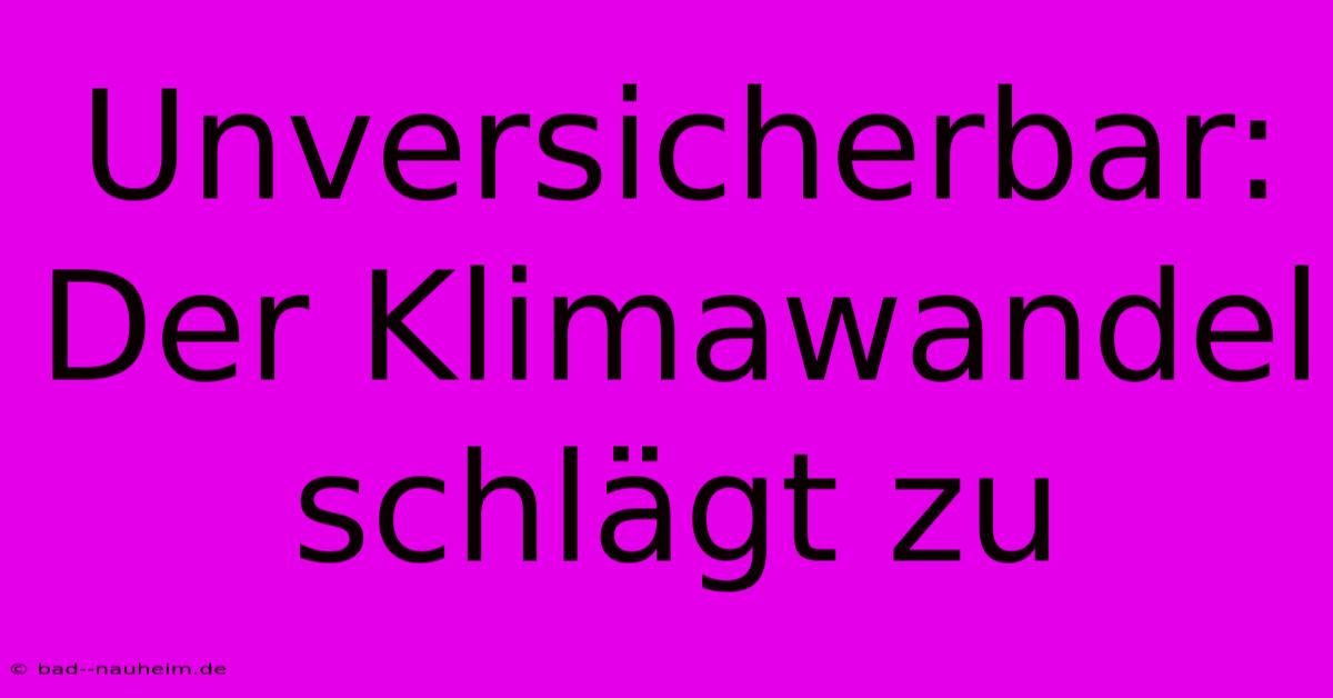 Unversicherbar: Der Klimawandel Schlägt Zu