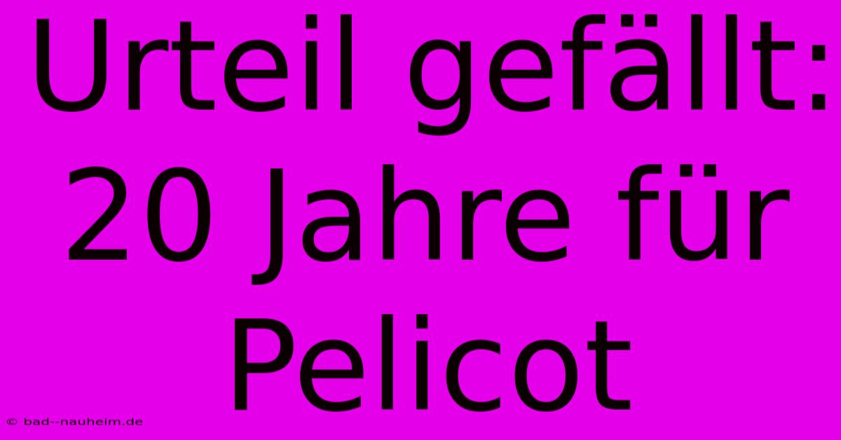 Urteil Gefällt: 20 Jahre Für Pelicot