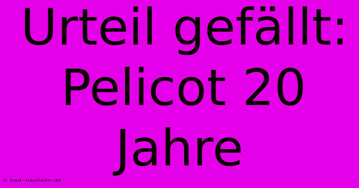 Urteil Gefällt: Pelicot 20 Jahre