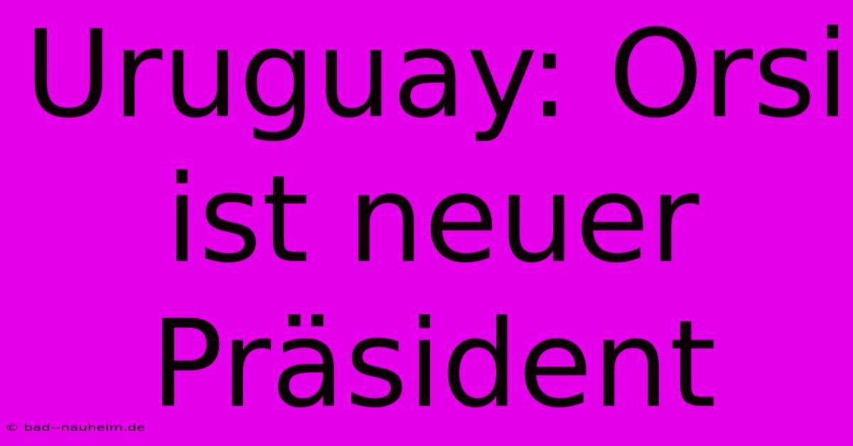 Uruguay: Orsi Ist Neuer Präsident