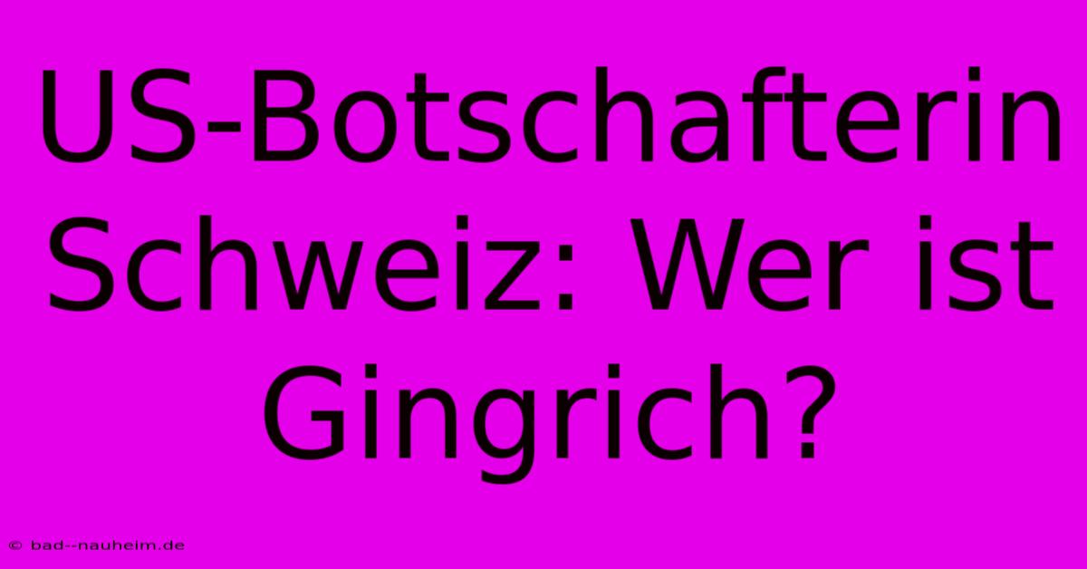 US-Botschafterin Schweiz: Wer Ist Gingrich?