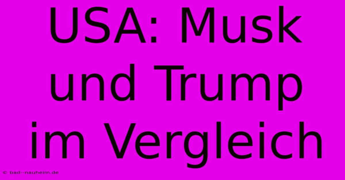 USA: Musk Und Trump Im Vergleich