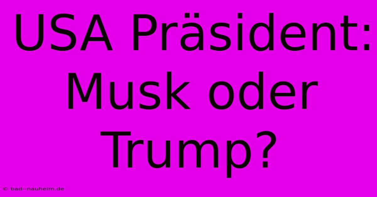 USA Präsident: Musk Oder Trump?