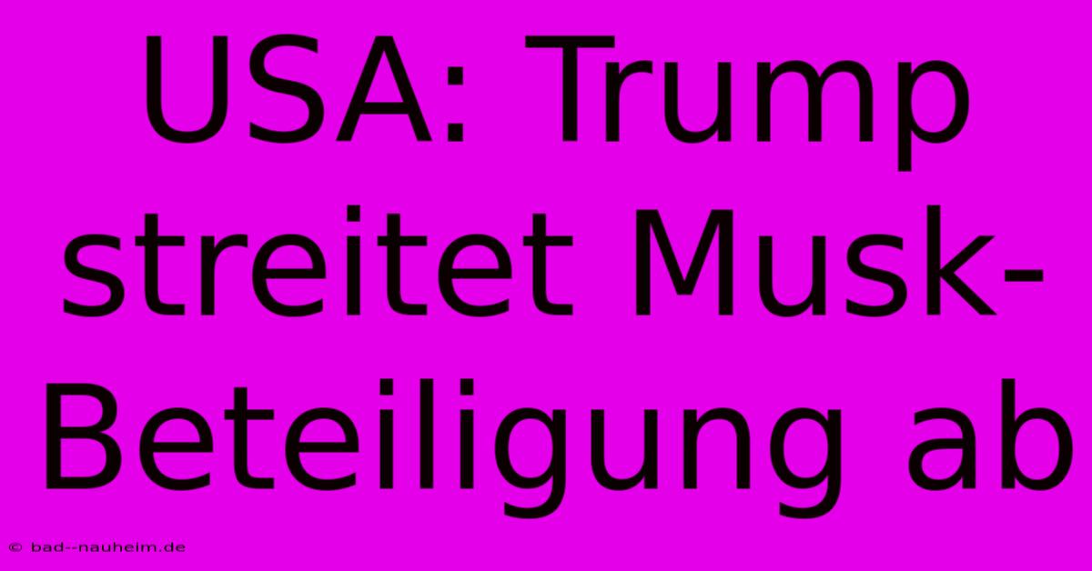 USA: Trump Streitet Musk-Beteiligung Ab