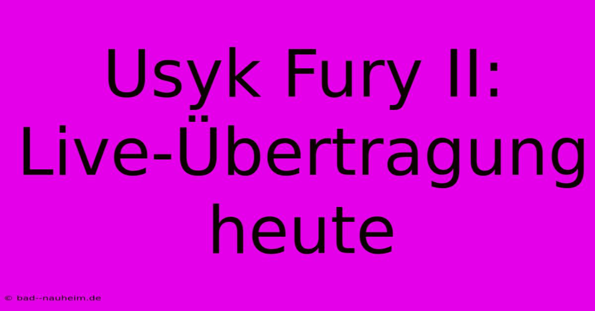 Usyk Fury II: Live-Übertragung Heute