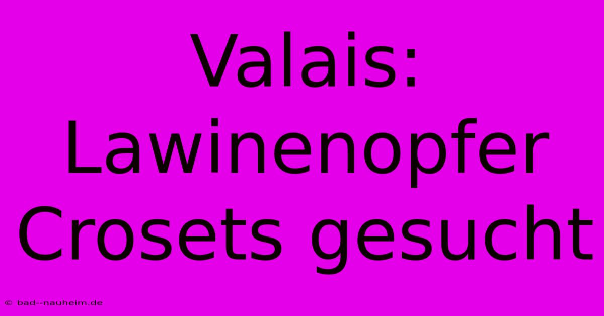 Valais: Lawinenopfer Crosets Gesucht