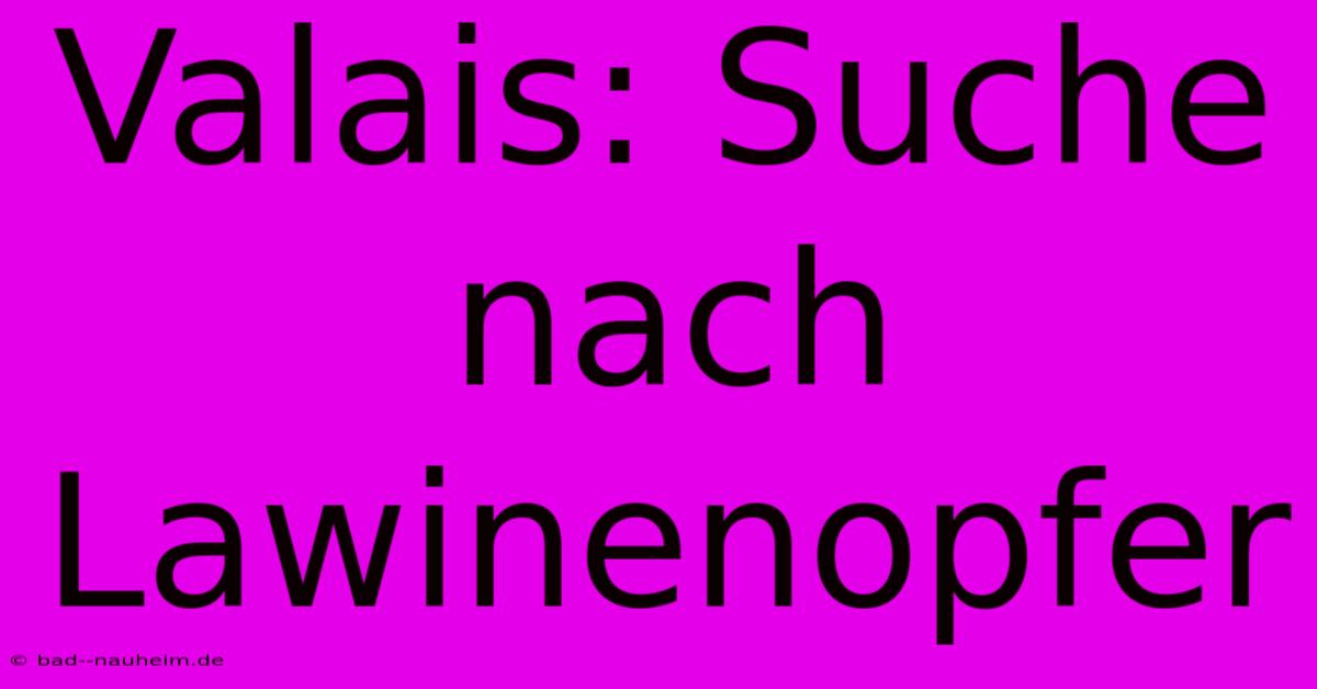 Valais: Suche Nach Lawinenopfer